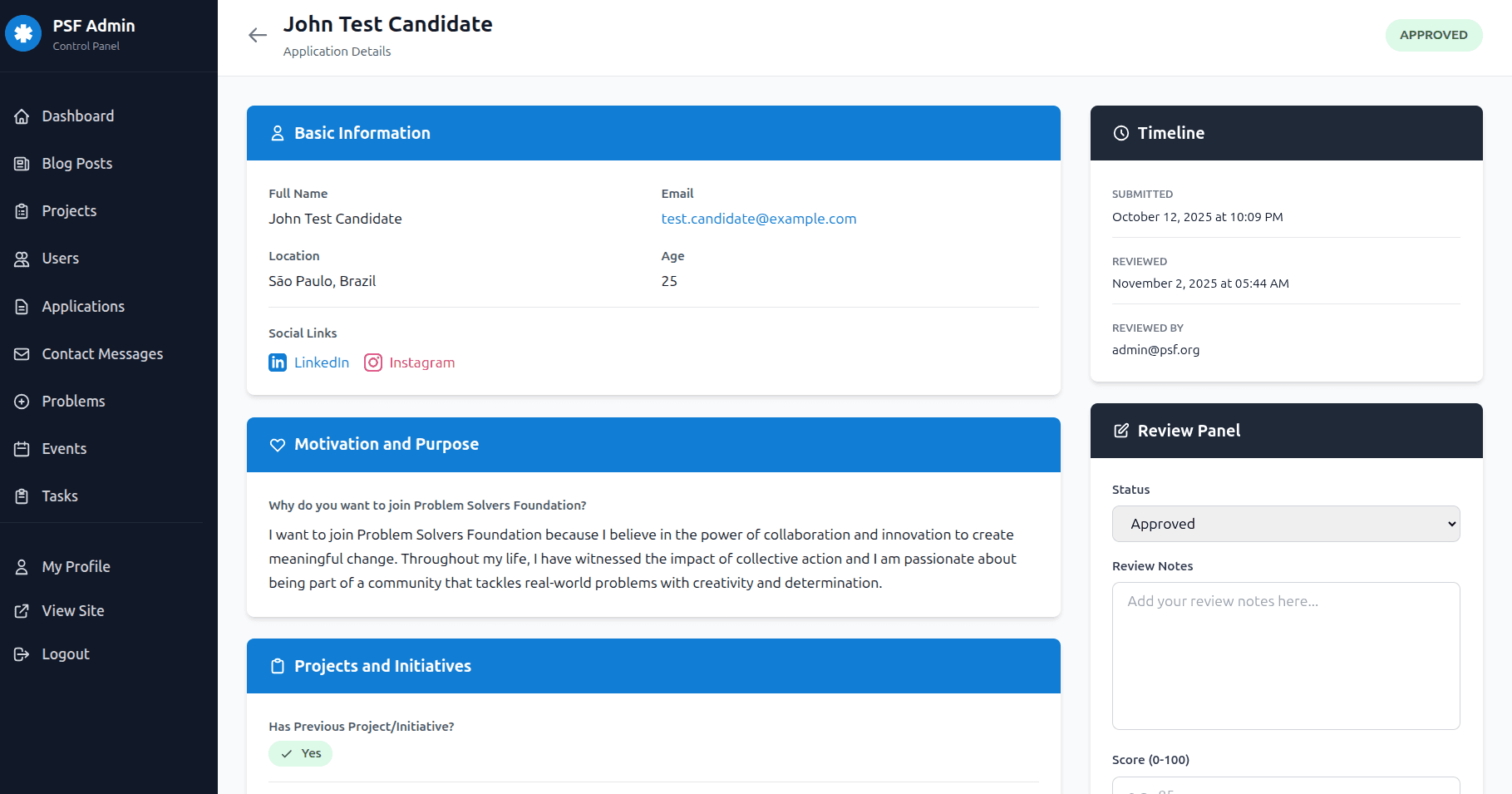 PSF Portal